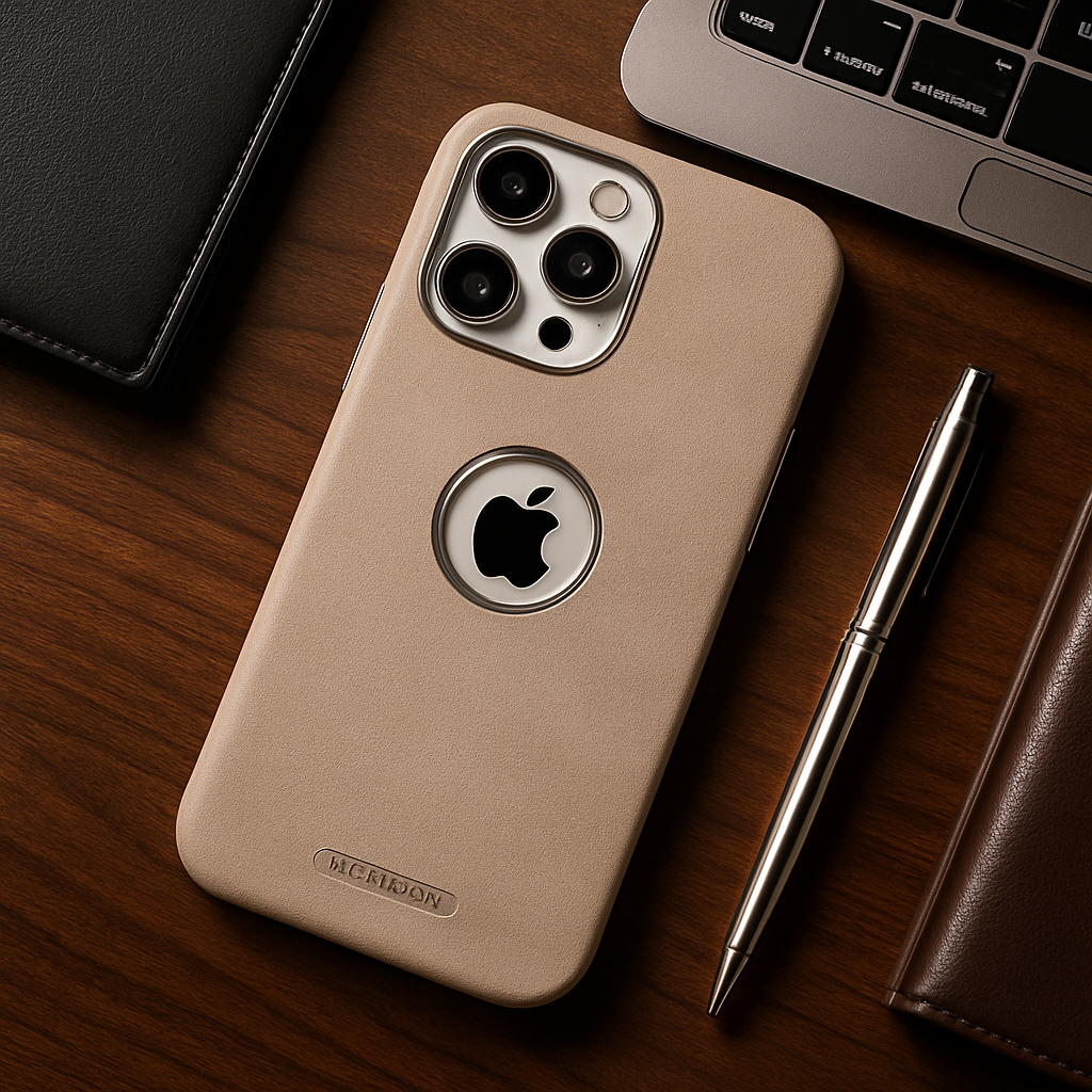 Protective Apple iPhone Back Cover - Leather Edge Logo Case - iPhone - Style 5