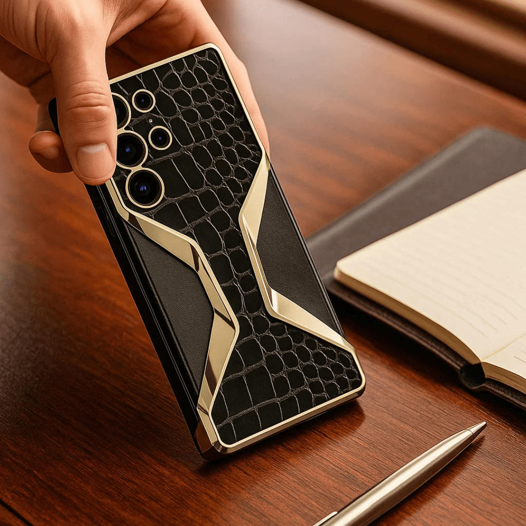 Galaxy S25 Ultra Electroplated Alligator Pattern PU Leather Case Mobile Case by CoverMeUp