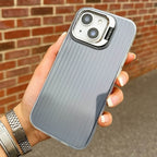 Protective Apple iPhone Back Cover - Elegant Groove Pattern Lens Bracket Case - iPhone - Style 2