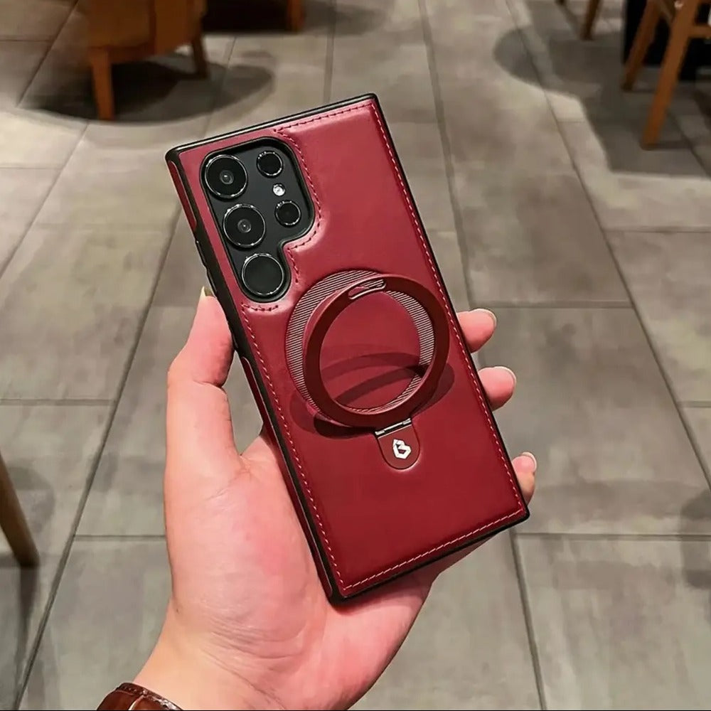 Luxe Leather Magnetic Ring Holder Case - Samsung Mobile Case by CoverMeUp - Style 2
