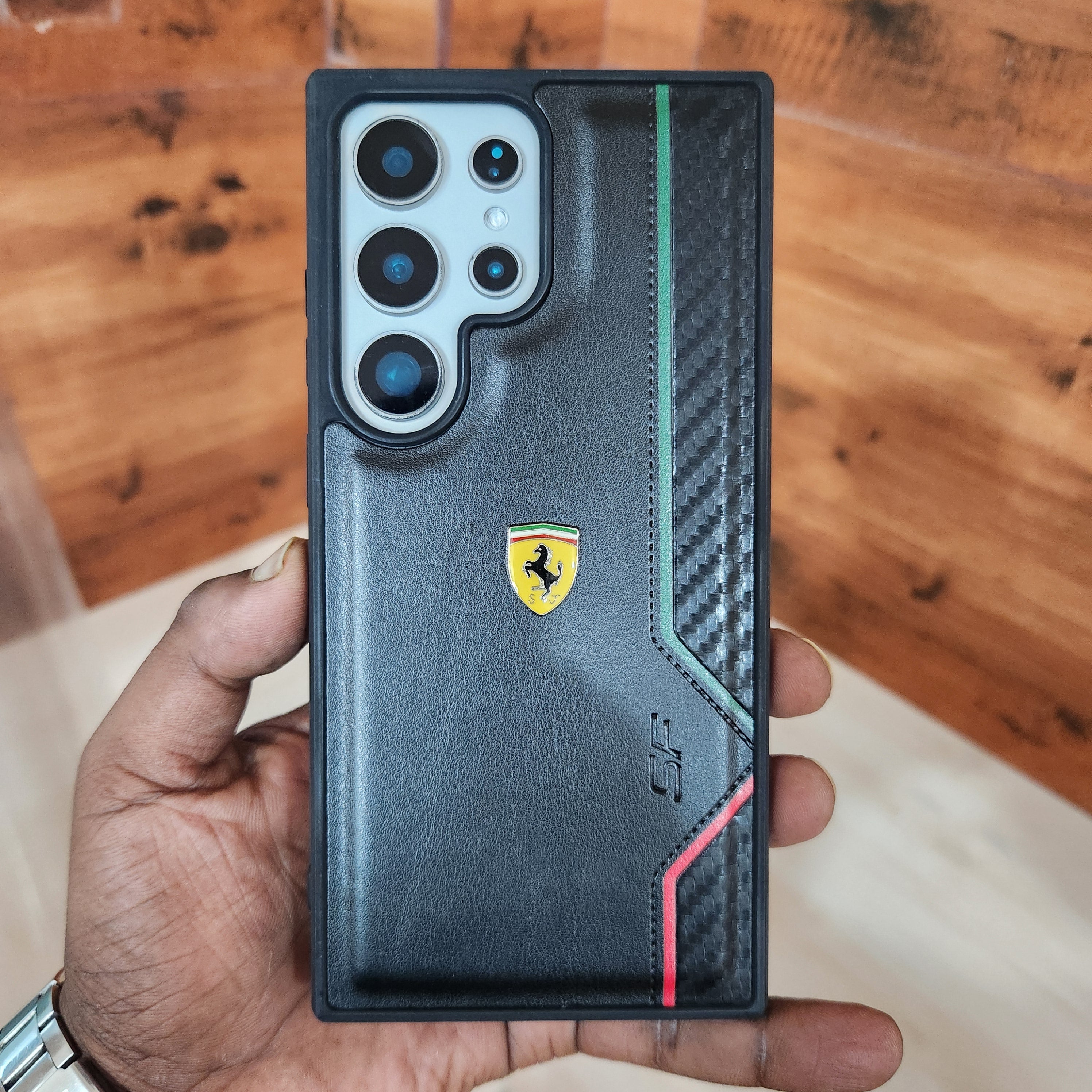 Samsung Galaxy S24 Ultra SF Ferrari Logo PU Leather Case - Black