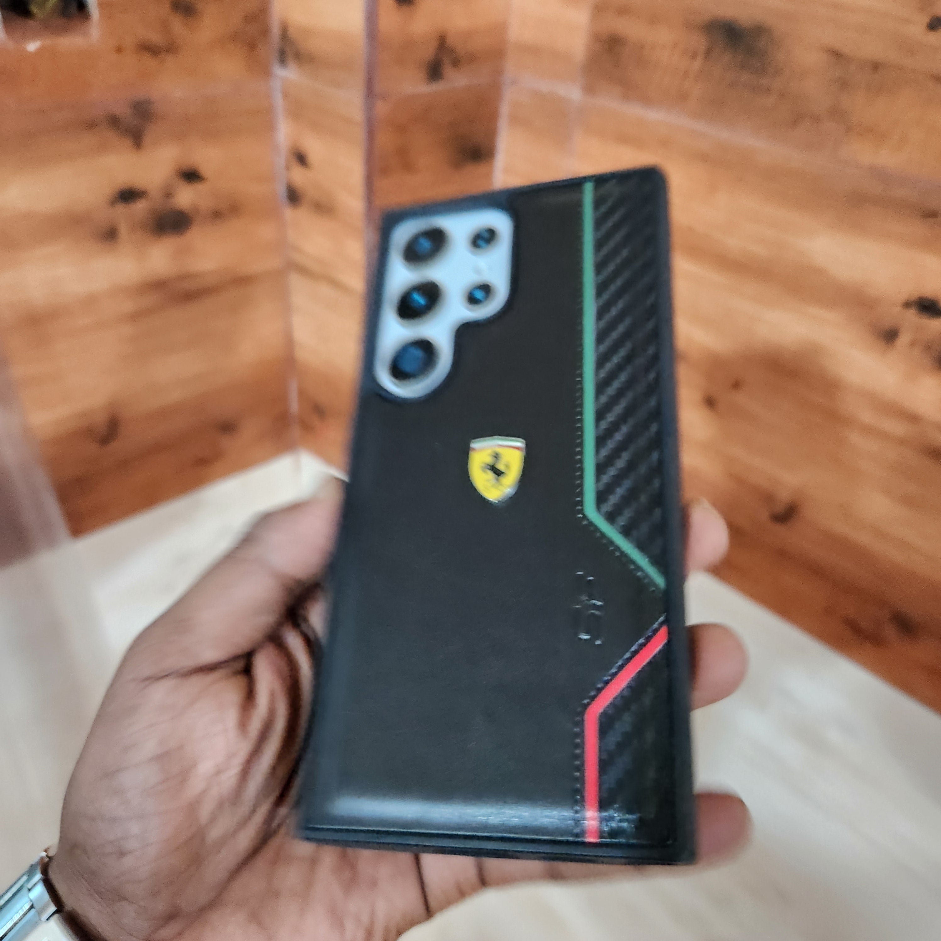 Samsung Galaxy S24 Ultra SF Ferrari Logo PU Leather Case - Black