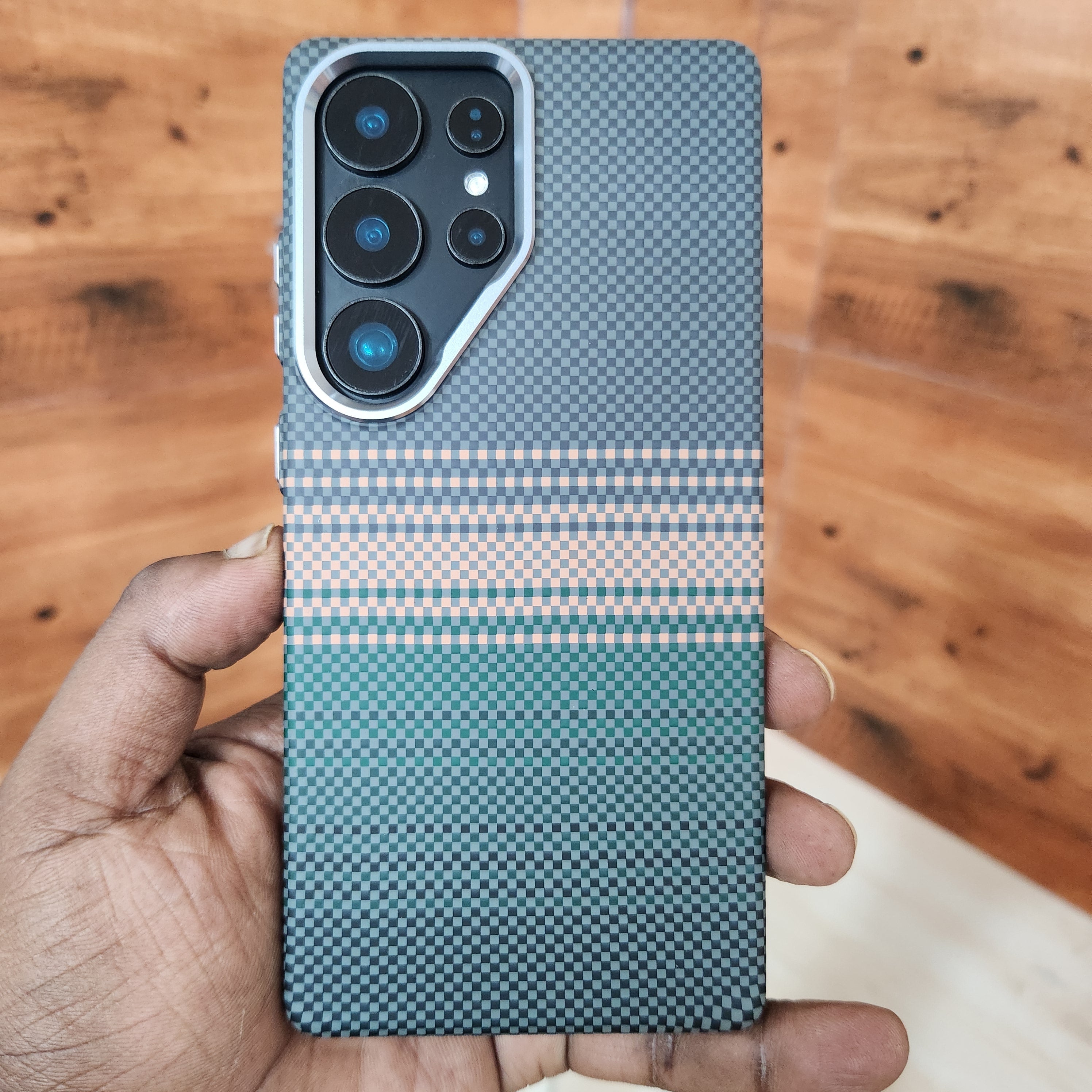 Samsung Galaxy S25 Ultra Ultra Slim Lightweight Carbon Fiber Textures Case with Magsafe - Green Mobile Case by CoverMeUp - Style 3