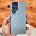 Samsung Galaxy S25 Ultra Ultra Slim Lightweight Carbon Fiber Textures Case with Magsafe - Blue Mobile Case by CoverMeUp - Style 2