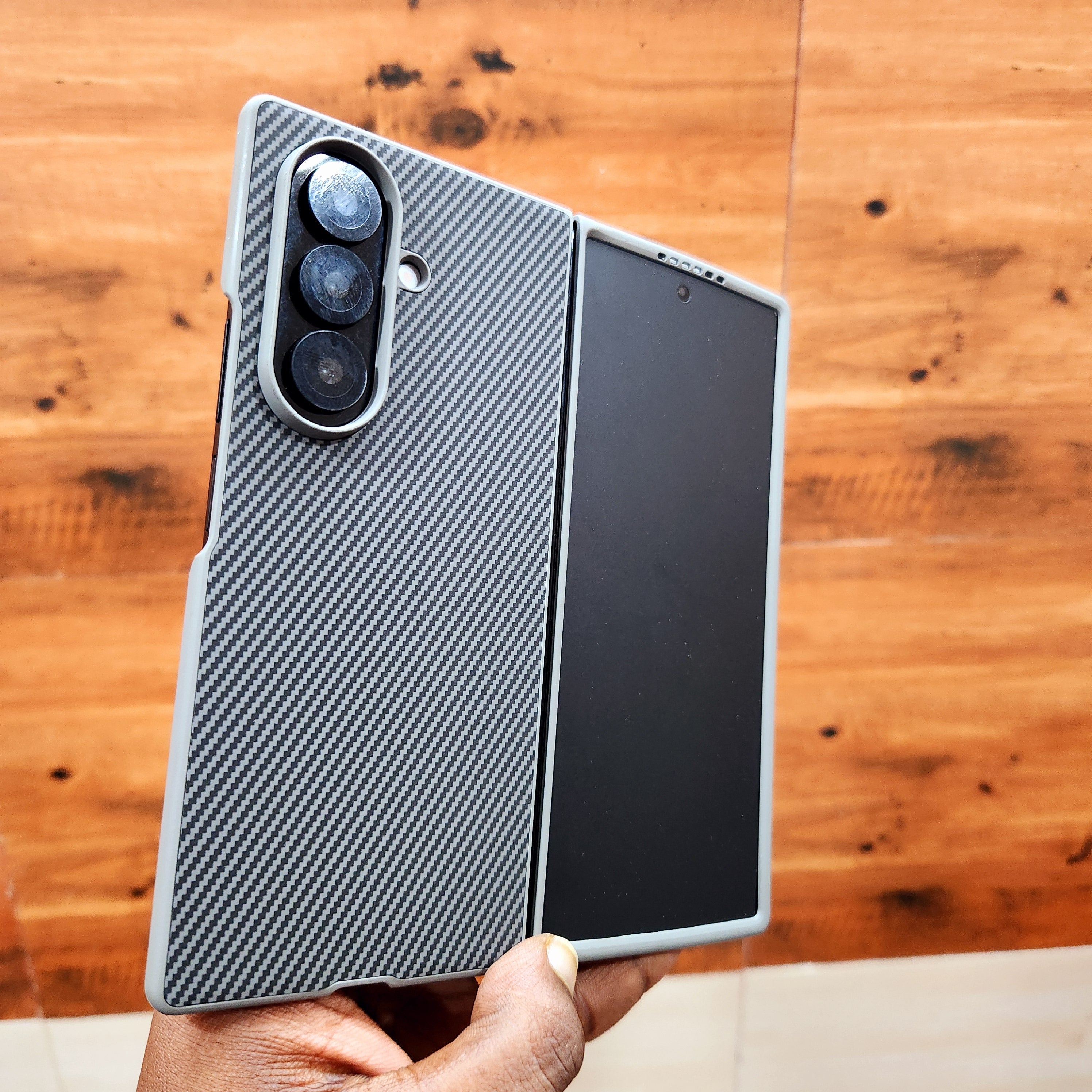 Samsung Galaxy Z Fold7 Slim Carbon Fiber Textured Matte Case with Inside Cloth