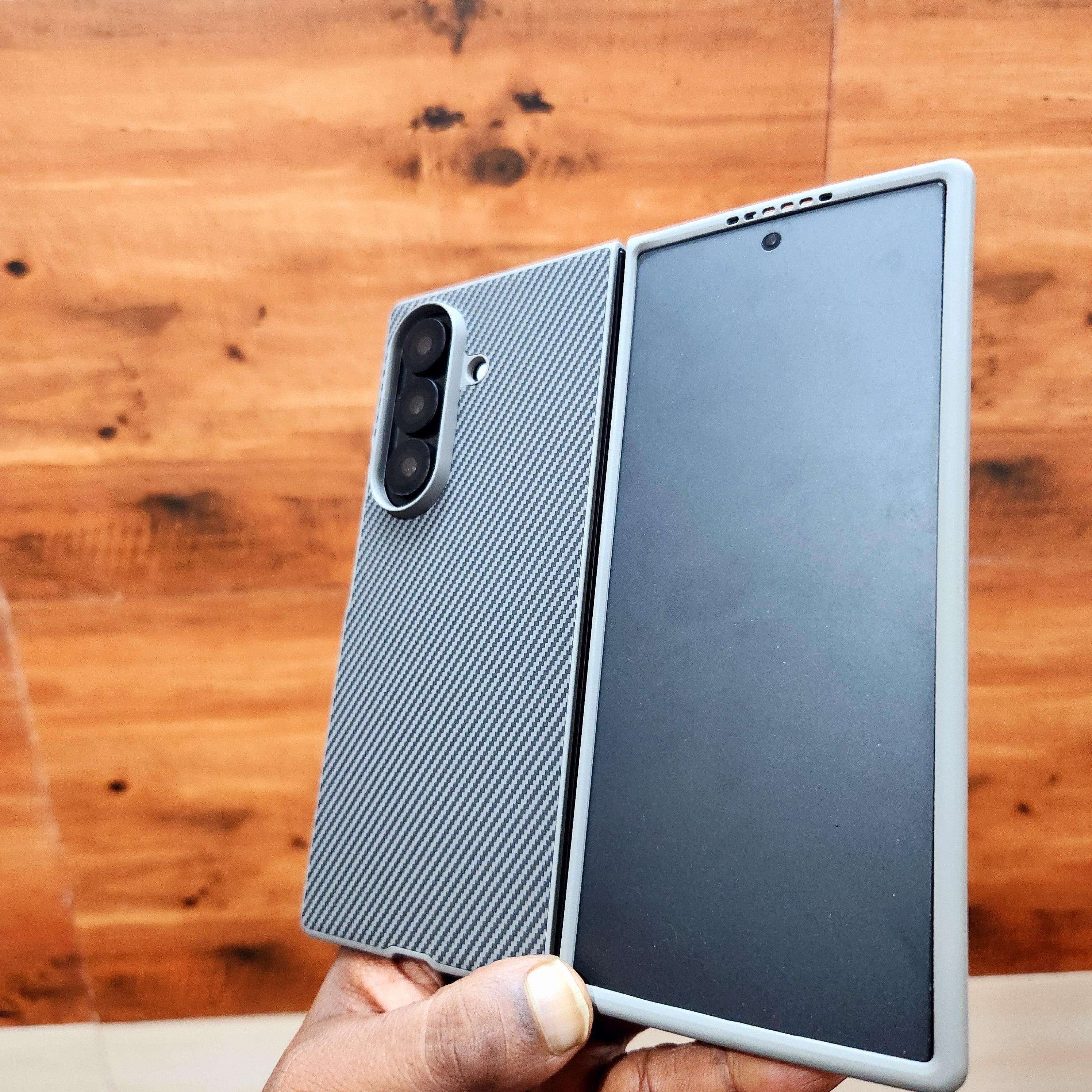 Samsung Galaxy Z Fold7 Slim Carbon Fiber Textured Matte Case with Inside Cloth