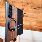 Samsung Galaxy Fold 7 Wooden Grain Pattern Case with Magsafe & Ring - Wooden