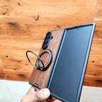 Samsung Galaxy Fold 7 Wooden Grain Pattern Case with Magsafe & Ring - Wooden