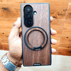 Samsung Galaxy Fold 7 Wooden Grain Pattern Case with Magsafe & Ring - Wooden