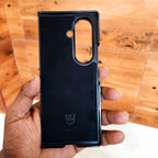 Samsung Galaxy Z Fold7 Bussiness Style Electroplating Leather Case - Coffee