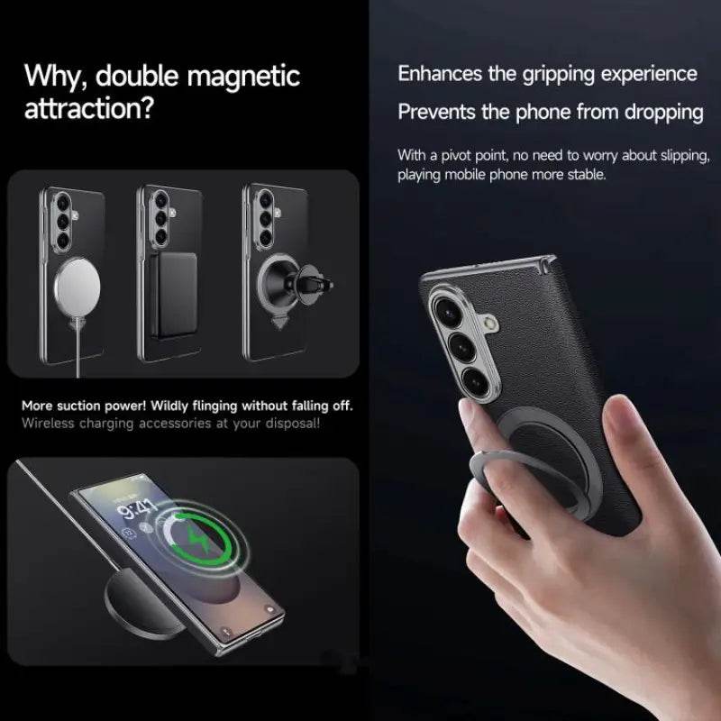 Galaxy Z Fold7 Infinity Luxe Leather Kickstand Case Mobile Case by CoverMeUp - Style 14