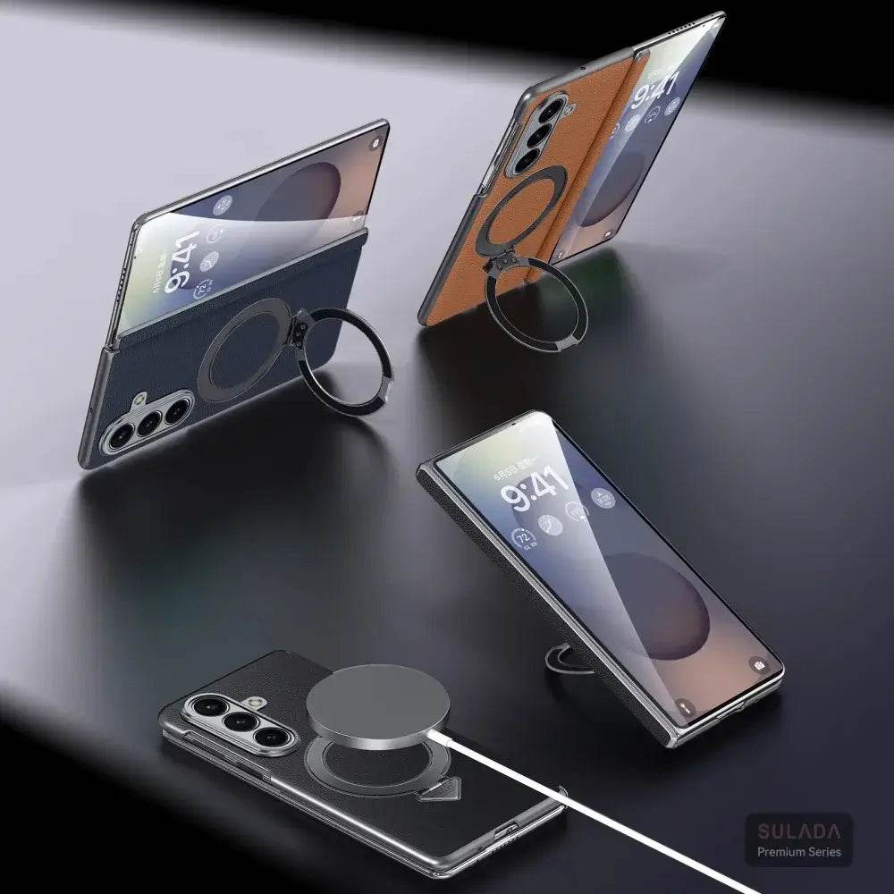 Galaxy Z Fold7 Infinity Luxe Leather Kickstand Case Mobile Case by CoverMeUp - Style 8