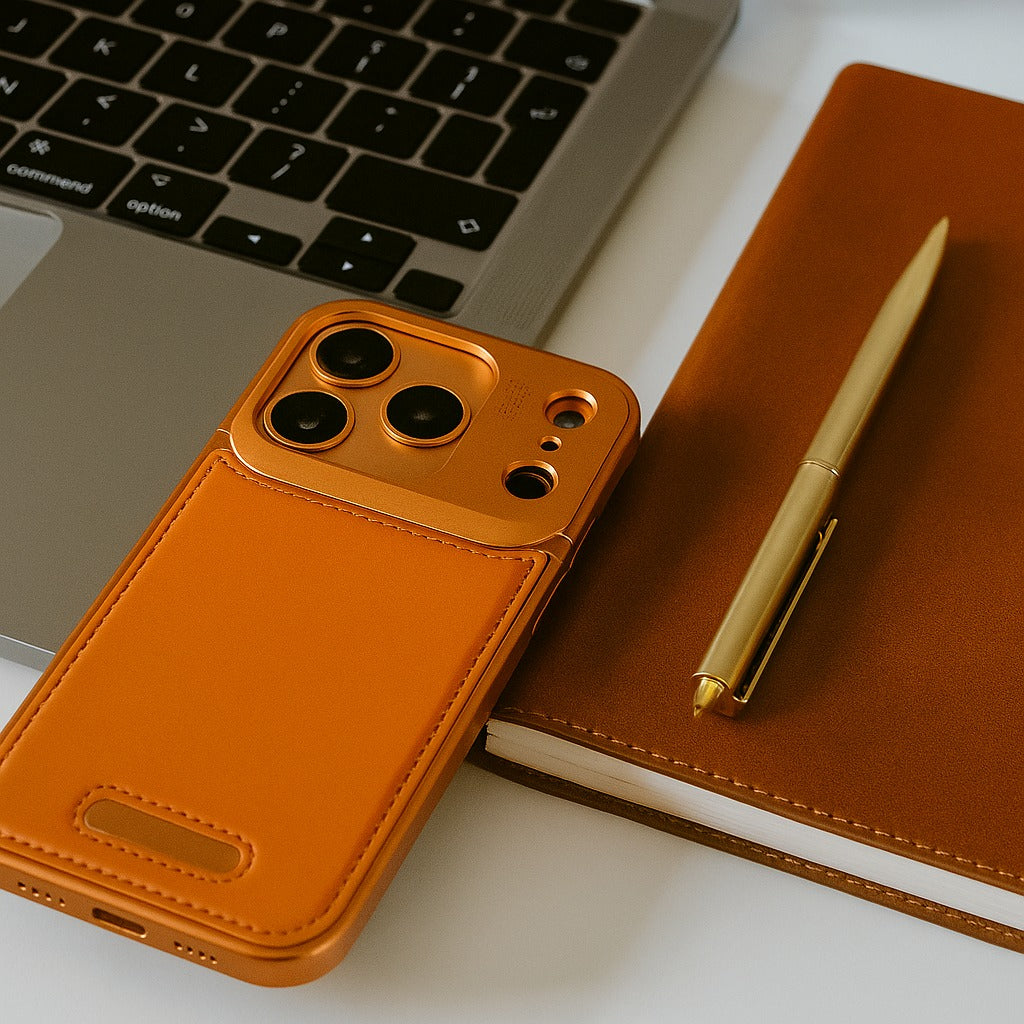 Protective Apple iPhone Back Cover - iPhone 17 Series Aero Flex Premium Metallic Leather Case - Style 10