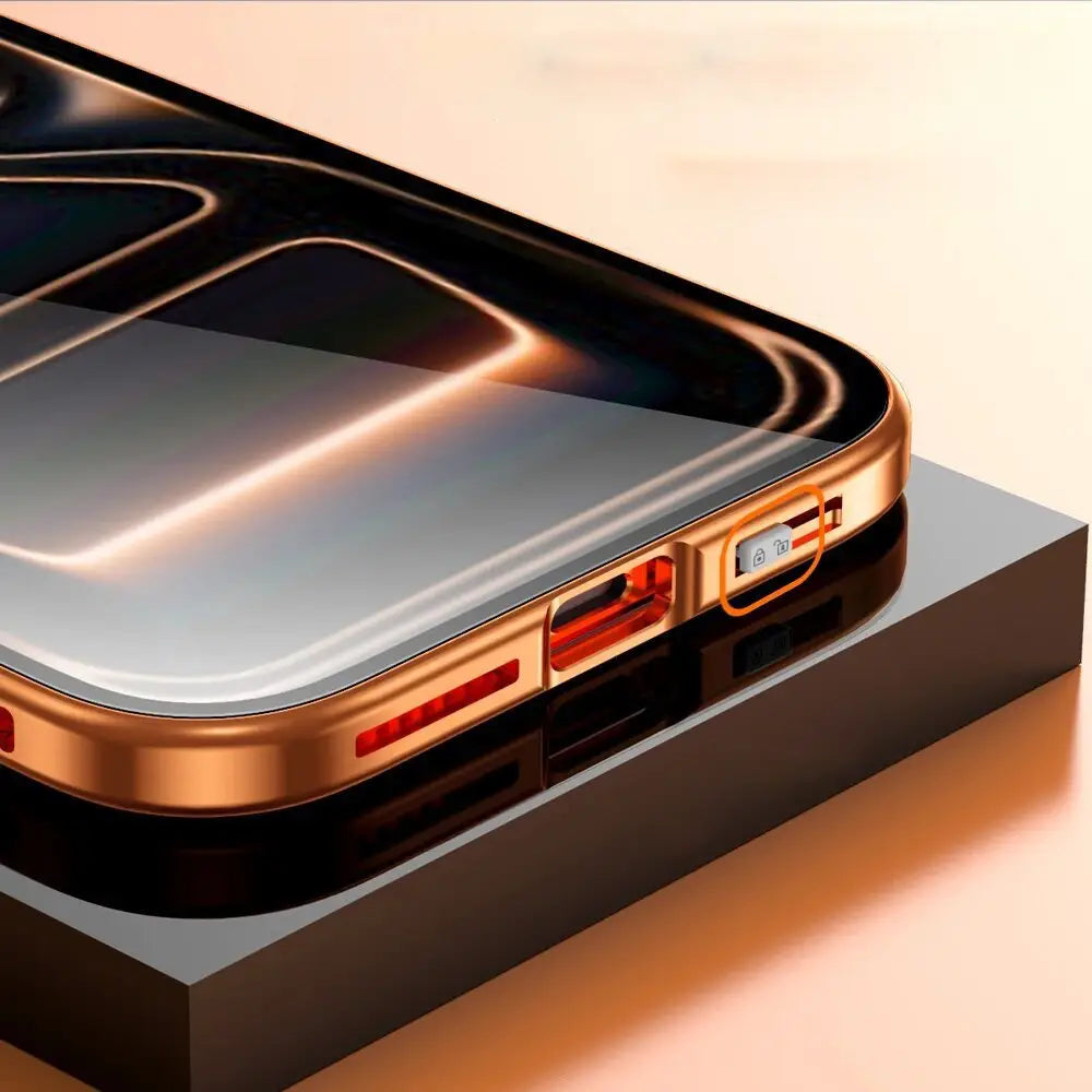 Protective Apple iPhone Back Cover - Dual Core Magnetic Shield Glass Case For iPhone - Style 14