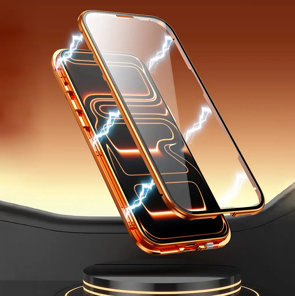 Protective Apple iPhone Back Cover - Dual Core Magnetic Shield Glass Case For iPhone - Style 15