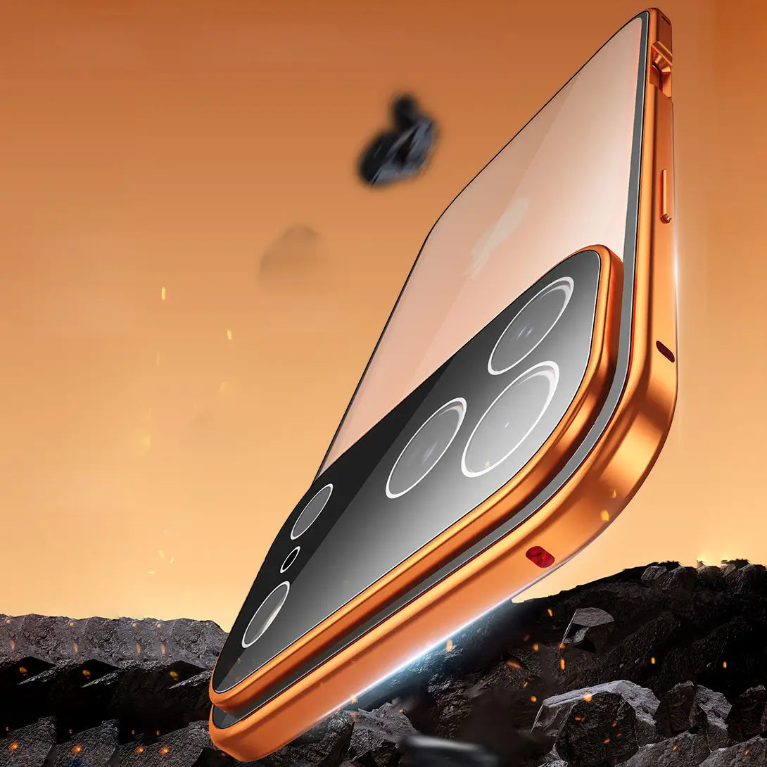 Protective Apple iPhone Back Cover - Dual Core Magnetic Shield Glass Case For iPhone - Style 12