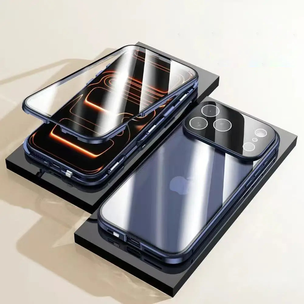 Protective Apple iPhone Back Cover - Dual Core Magnetic Shield Glass Case For iPhone - Style 2