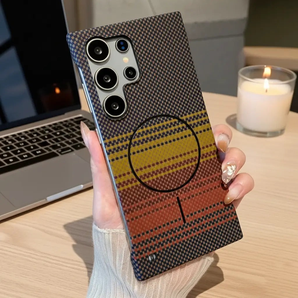 Sunset Grid Carbon Weave MagSafe Case Mobile Case by CoverMeUp - Style 3