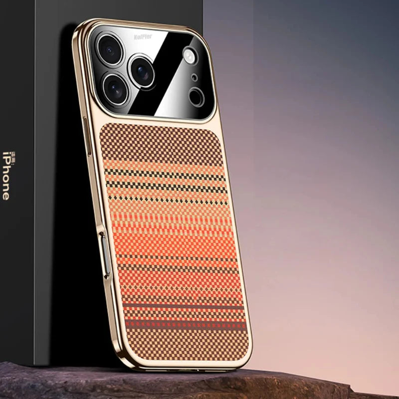 Retro Woven Stripes Electroplating Case Mobile Case by CoverMeUp - Style 3