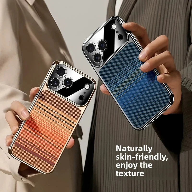 Retro Woven Stripes Electroplating Case Mobile Case by CoverMeUp - Style 9