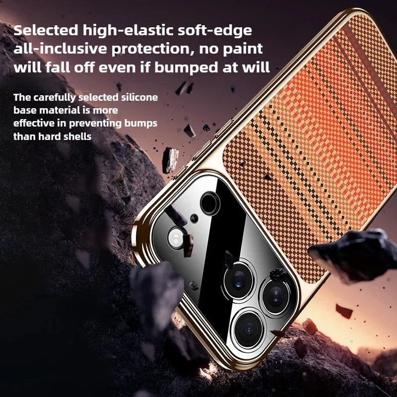 Retro Woven Stripes Electroplating Case Mobile Case by CoverMeUp - Style 6