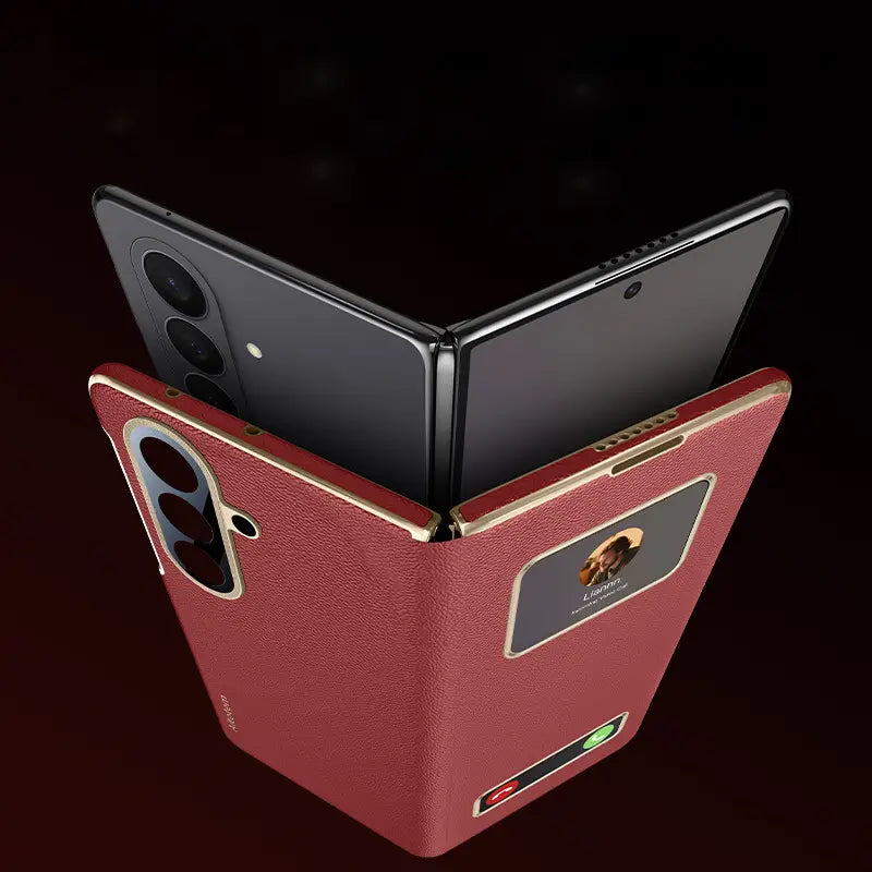Galaxy Z Fold Series Prestige Smart Window Leather Case Mobile Case by CoverMeUp - Style 5