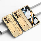Galaxy Z Fold Series Elegant Plating Leather Stand Case Mobile Case by CoverMeUp - Style 20