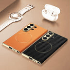 Galaxy S26 Series Electro Chrome Textured Leather Hybrid Case Mobile Case by CoverMeUp - Style 8