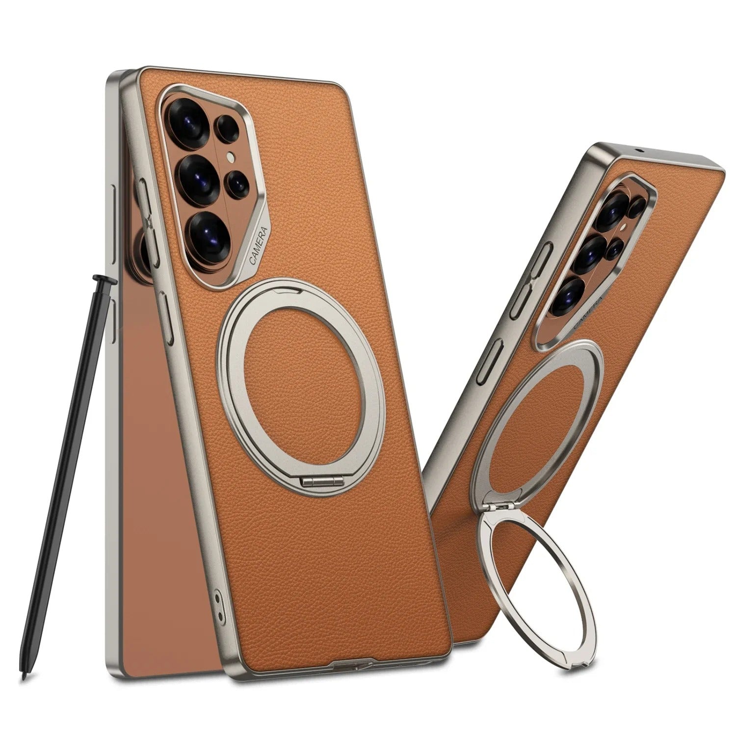 Galaxy S26 Series Elite Leather Textured MagSafe Case Mobile Case by CoverMeUp - Style 4