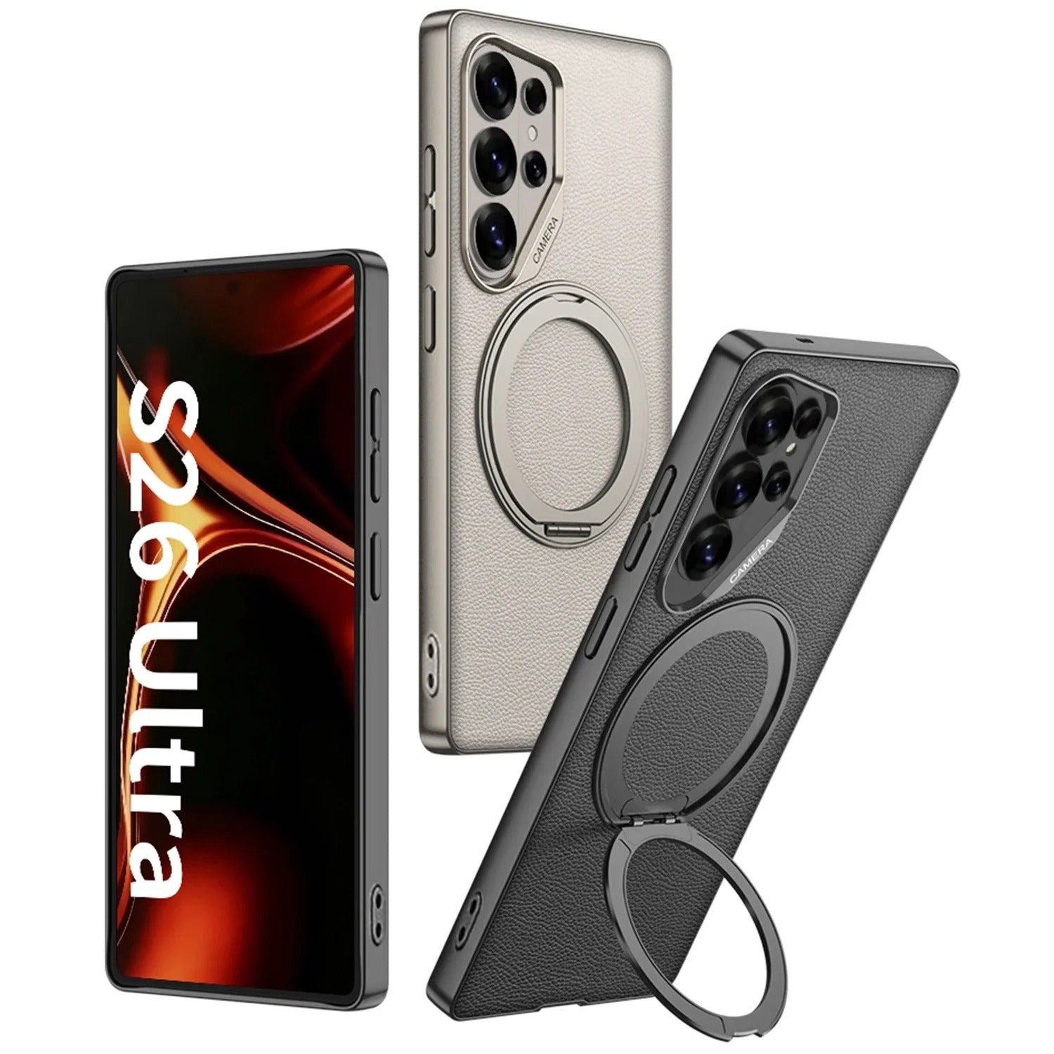 Galaxy S26 Series Elite Leather Textured MagSafe Case Mobile Case by CoverMeUp - Style 8