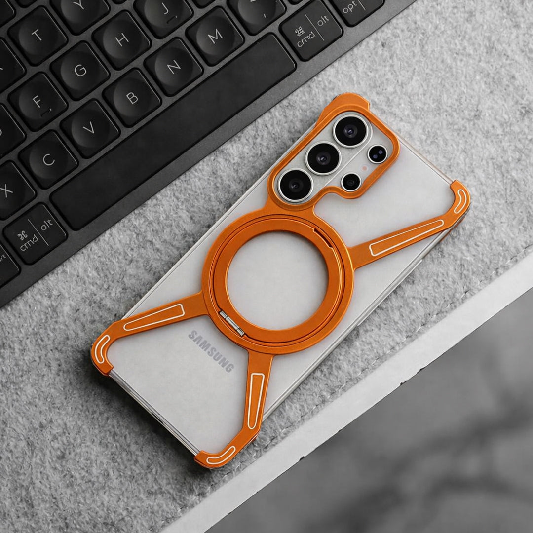 Galaxy S26 Series Minimalist Metal Frame Magnetic Kickstand Case Mobile Case by CoverMeUp - Style 4