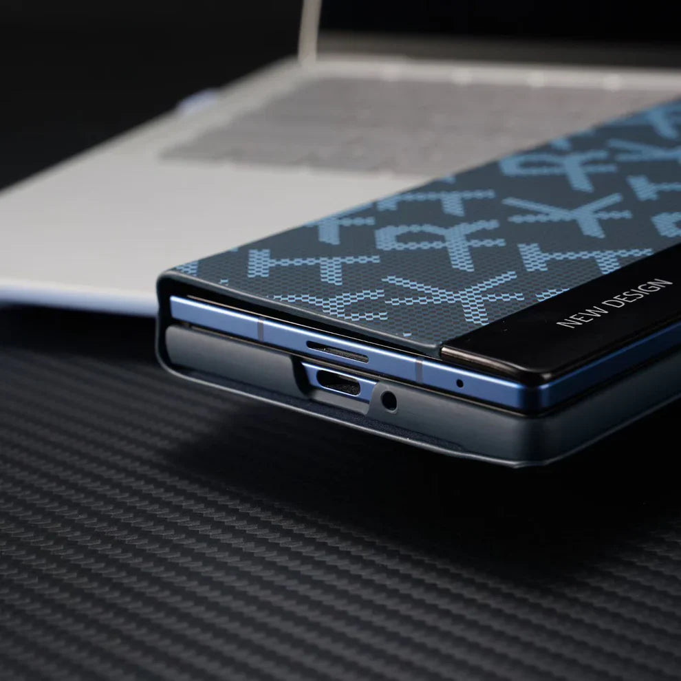 Galaxy Z Fold Series Signature Matrix Code Leather Case Mobile Case by CoverMeUp - Style 11