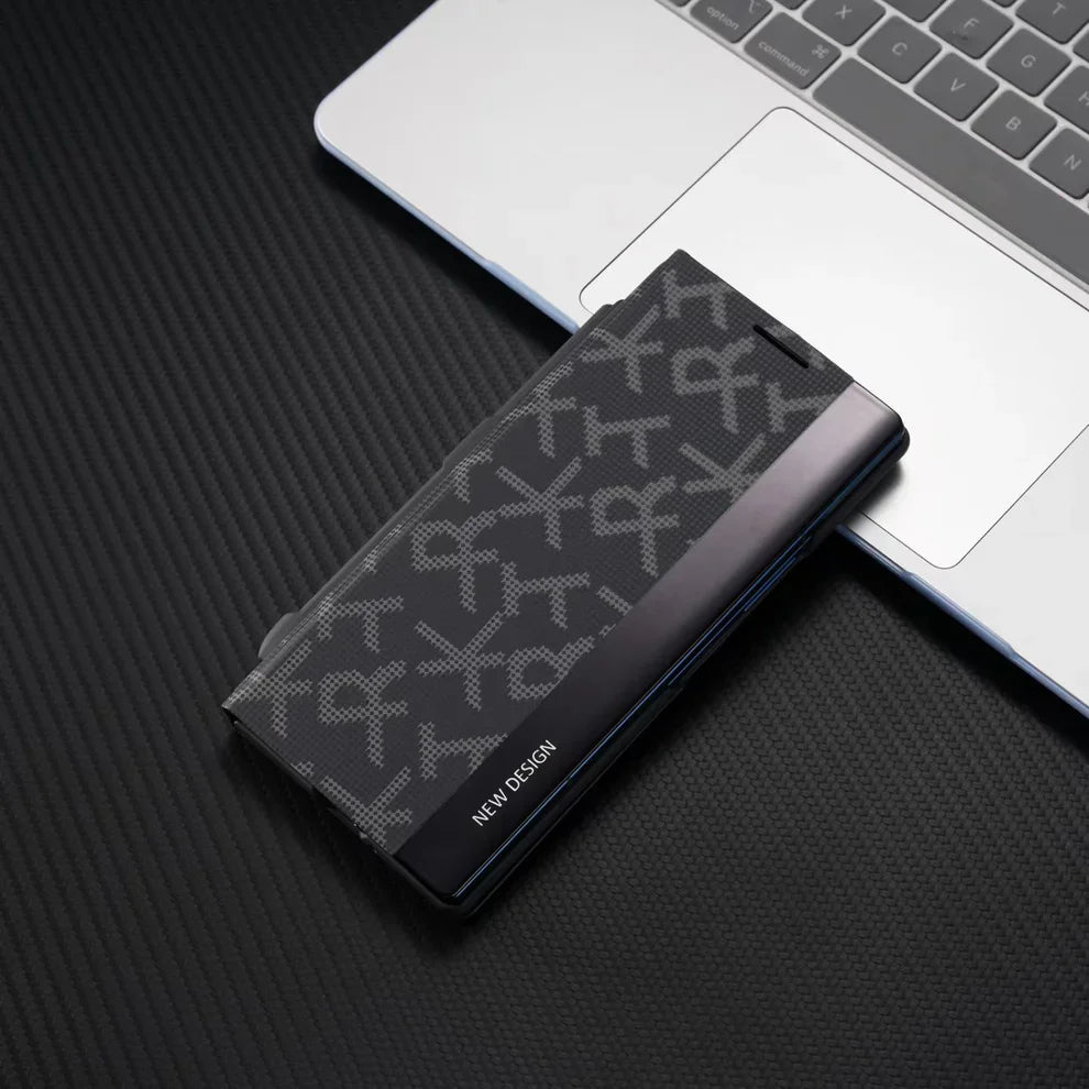 Galaxy Z Fold Series Signature Matrix Code Leather Case Mobile Case by CoverMeUp - Style 6
