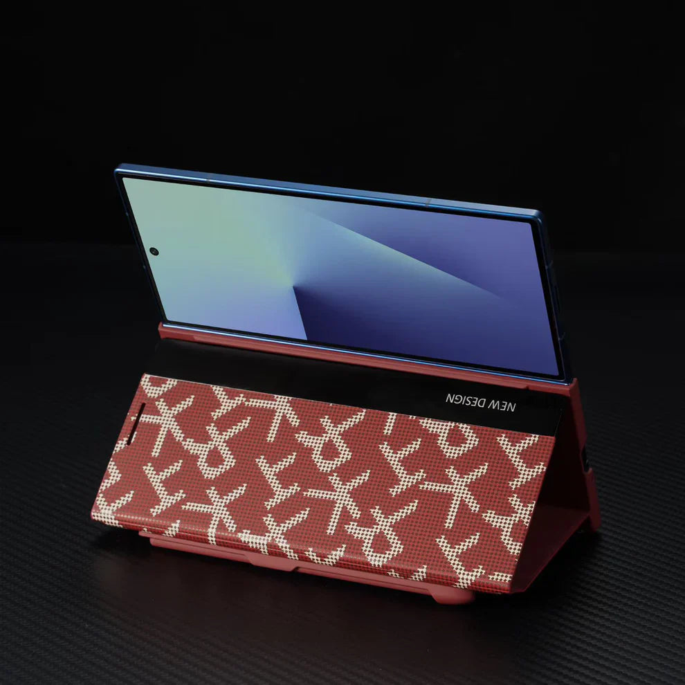 Galaxy Z Fold Series Signature Matrix Code Leather Case Mobile Case by CoverMeUp - Style 7