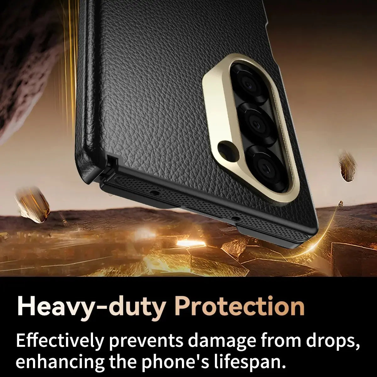 Galaxy Z Fold Series Imperium Regent Leather Armor Case Mobile Case by CoverMeUp - Style 6