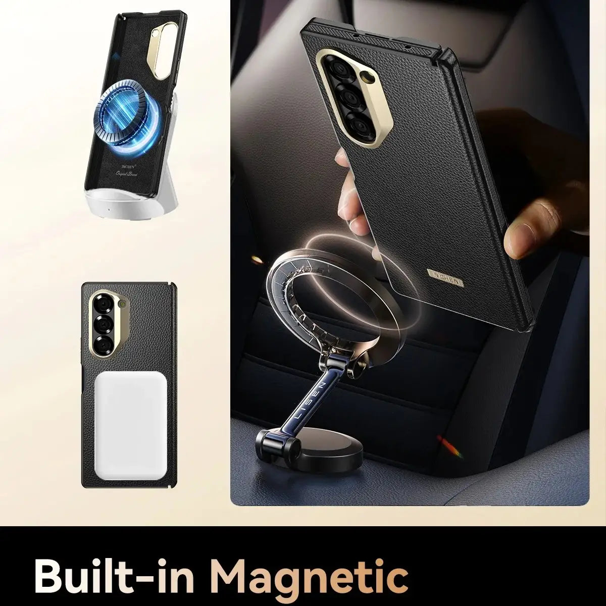 Galaxy Z Fold Series Imperium Regent Leather Armor Case Mobile Case by CoverMeUp - Style 7