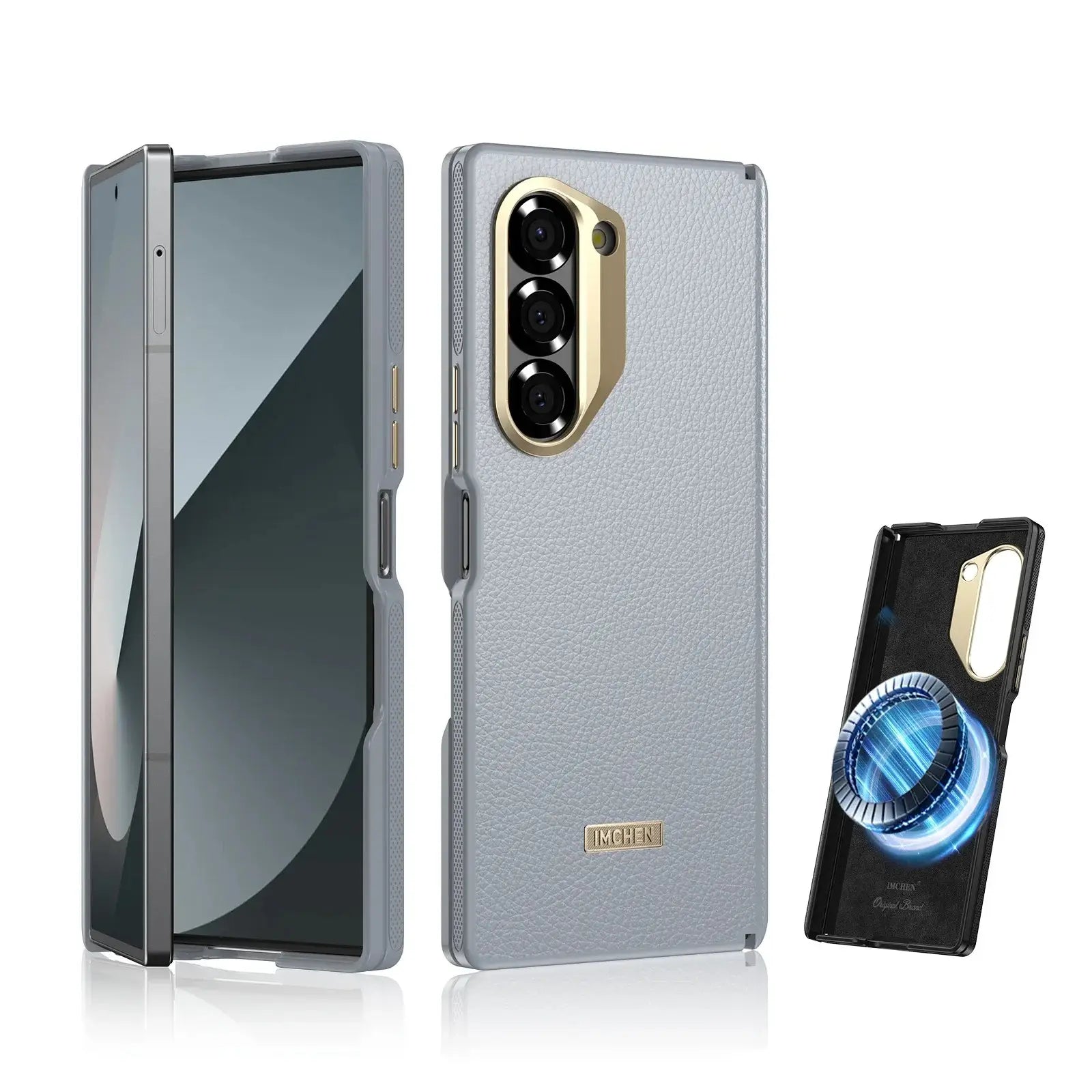 Galaxy Z Fold Series Imperium Regent Leather Armor Case Mobile Case by CoverMeUp - Style 4