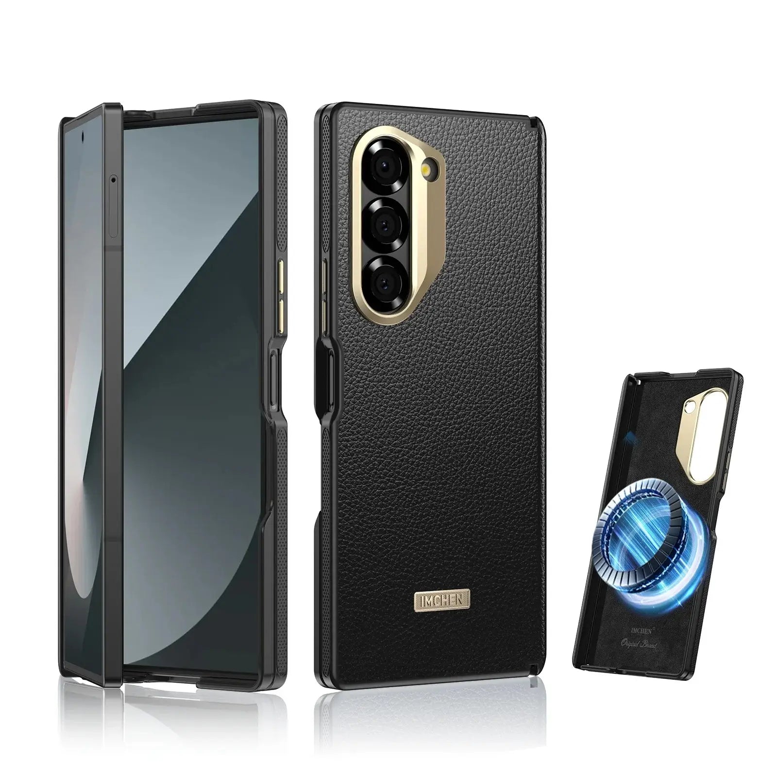 Galaxy Z Fold Series Imperium Regent Leather Armor Case Mobile Case by CoverMeUp - Style 3