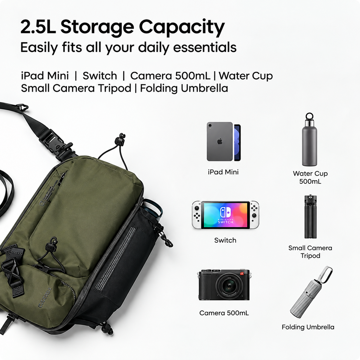 Aulumu B01 Urban Transit Gear Sling Bag | With Magnetic Attachment Kit