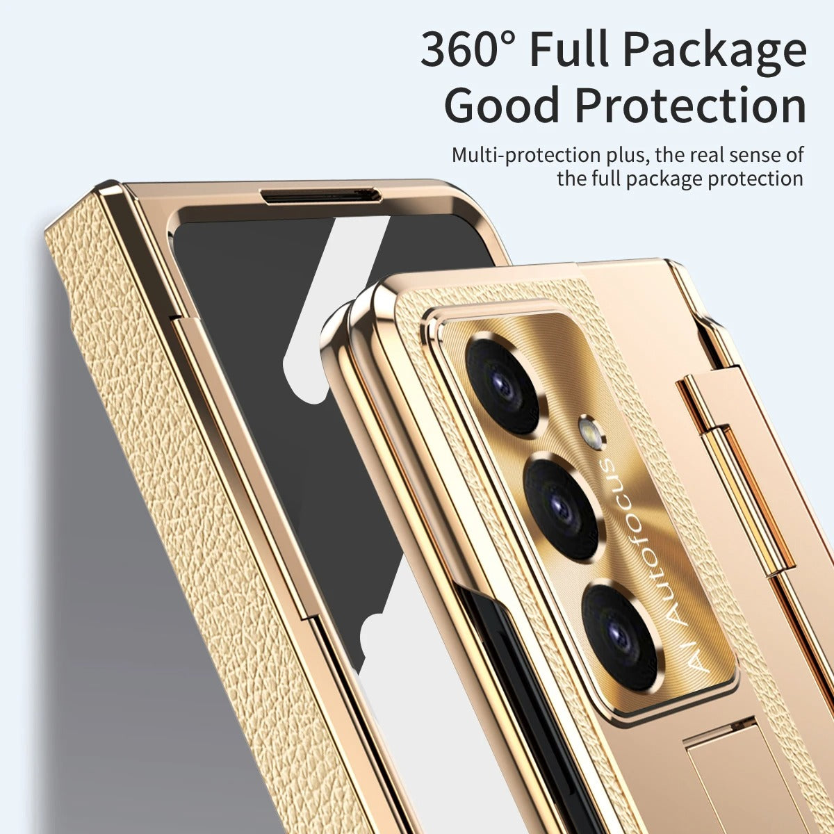 Galaxy Z Fold8 Ultra Elegant Plating Leather Stand Case