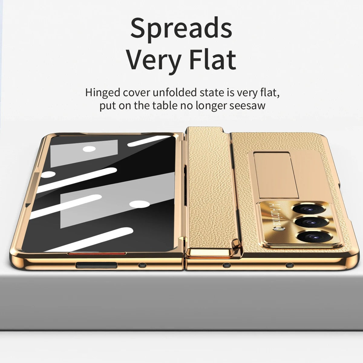 Galaxy Z Fold8 Ultra Elegant Plating Leather Stand Case