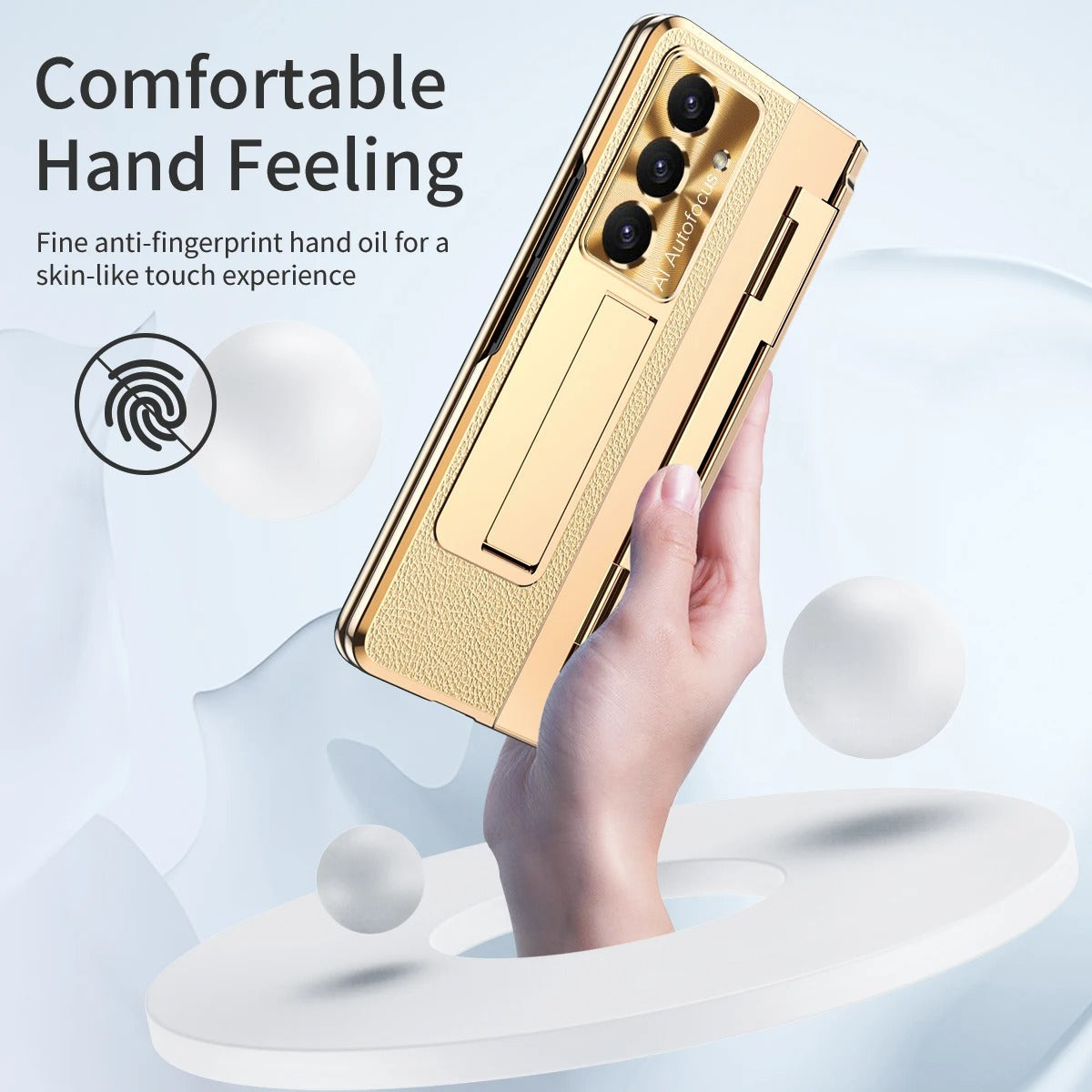 Galaxy Z Fold8 Ultra Elegant Plating Leather Stand Case