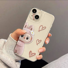 Labubu Pink Brown Bow Shake Transparent Custom Slim Soft Cases