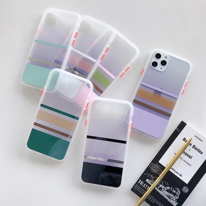 Protective Apple iPhone Back Cover - Glitter Horizontal Lines Case For iPhone 11ProMax