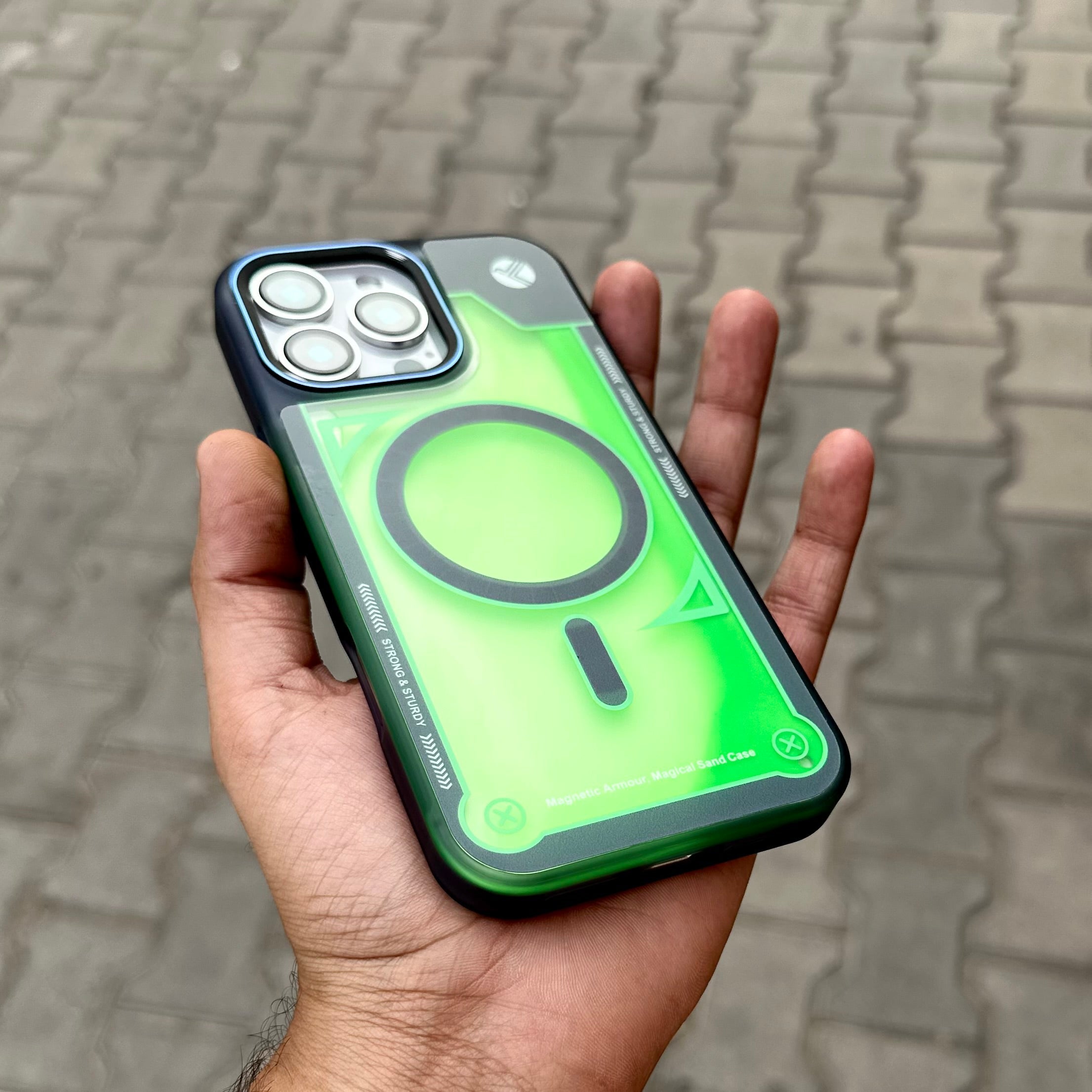 Grafix Sand Floting Case With Magsafe-Green ( No. 1806 ) Mobile Case by CoverMeUp - Style 5