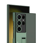 Samsung Galaxy S24 Ultra Luxury Cristal Clear Camera Carbon Back Cover With Stand Mobile Case by CoverMeUp - Style 8
