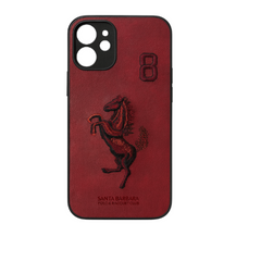 Boris Series Horse Embroidered Leather Back Silicon Hard Case for iPhone.