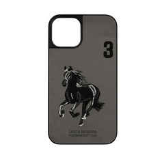 Boris Series Horse Embroidered Leather Back Silicon Hard Case for iPhone.