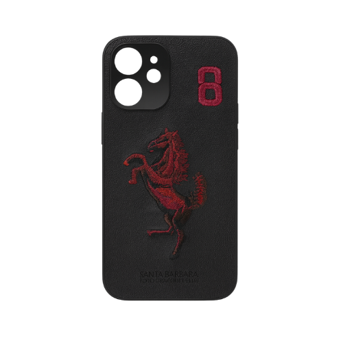 Boris Series Horse Embroidered Leather Back Silicon Hard Case for iPhone.