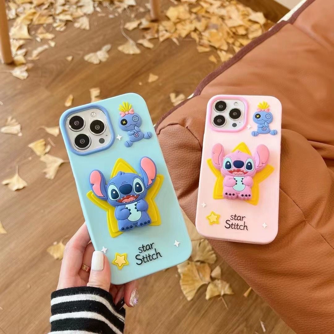 Star Stitch Pop Socket Stand Silicon Case for iPhone.